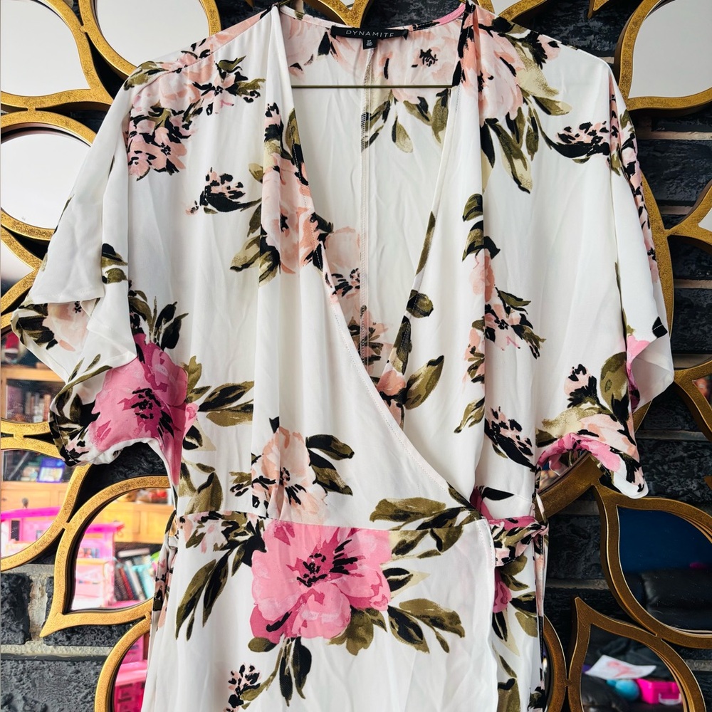 White and Pink Floral Maxi Dress - Picture 3 of 8
